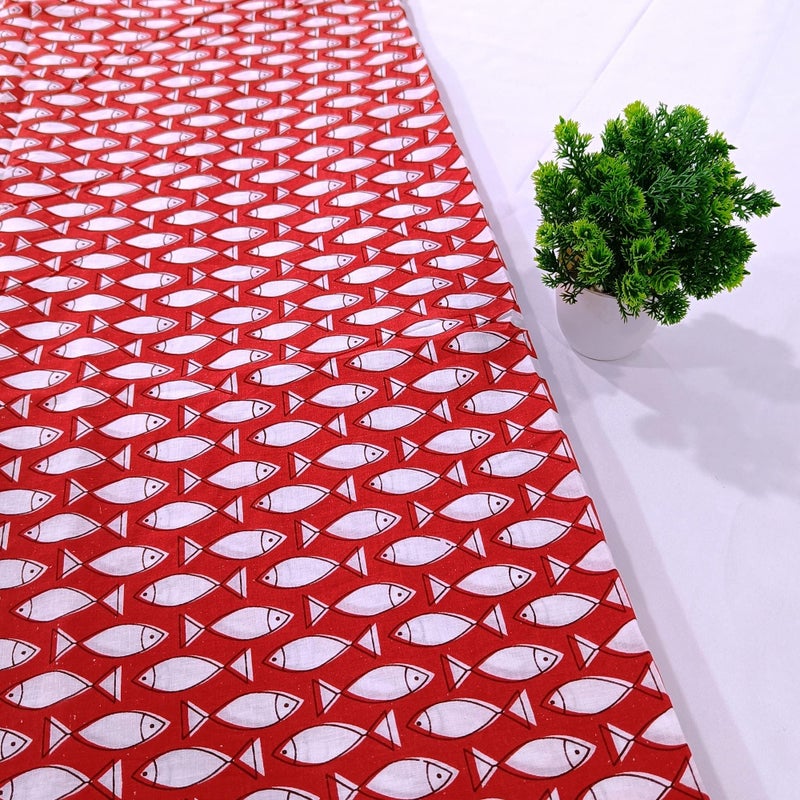 Trade Star 3 Yard 100% Cotton Printed Fabric Voile Fabric for Dressmaking Sewing Ethnic Fish Print Fabric by The Yard Indian Running Natural Dye Width 44 Inches (Pattern 1) - Image 5